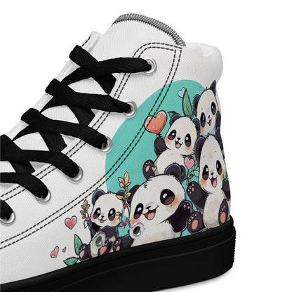 Unisex high top canvas shoes - Cute Pandas - Shoes