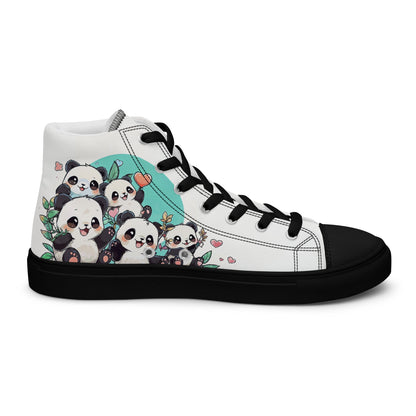 Unisex high top canvas shoes - Cute Pandas - Shoes