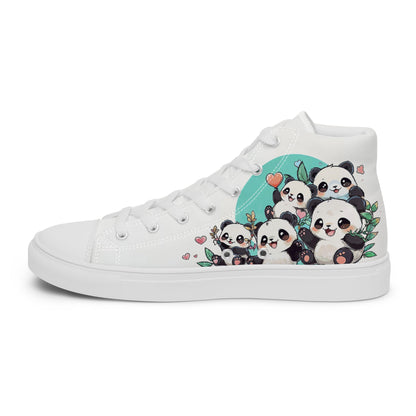 Unisex high top canvas shoes - Cute Pandas - Shoes
