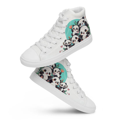 Unisex high top canvas shoes - Cute Pandas - Shoes