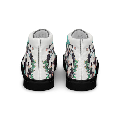 Unisex high top canvas shoes - Cute Pandas - Shoes