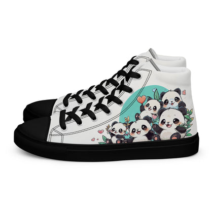 Unisex high top canvas shoes - Cute Pandas - Shoes