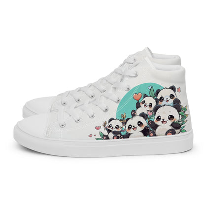 Unisex high top canvas shoes - Cute Pandas - Shoes
