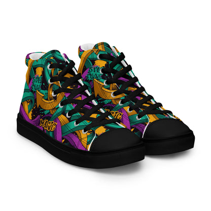Unisex high top canvas shoes - Grafitti Design - Shoes