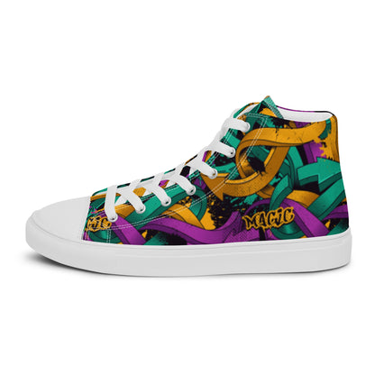 Unisex high top canvas shoes - Grafitti Design - Shoes