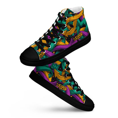Unisex high top canvas shoes - Grafitti Design - Shoes