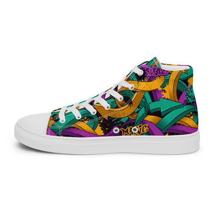 Unisex high top canvas shoes - Grafitti Design - Shoes