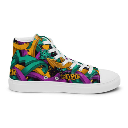 Unisex high top canvas shoes - Grafitti Design - Shoes