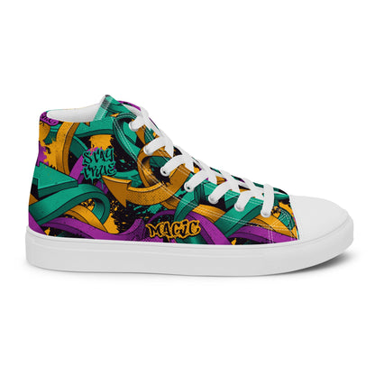 Unisex high top canvas shoes - Grafitti Design - White / 5 - Shoes