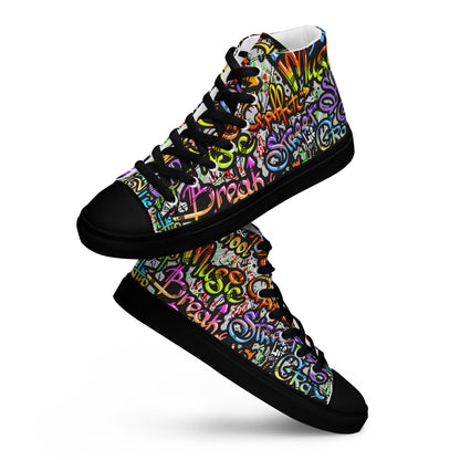 Unisex high top canvas shoes- Grafitti Style - Shoes