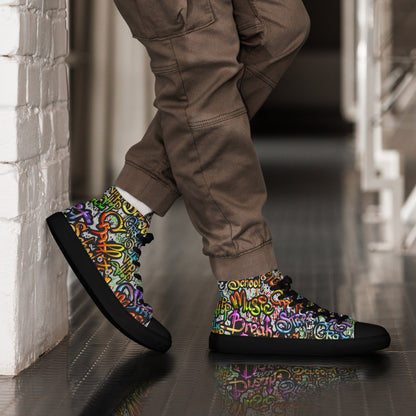 Unisex high top canvas shoes- Grafitti Style - Shoes