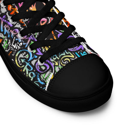 Unisex high top canvas shoes- Grafitti Style - Shoes