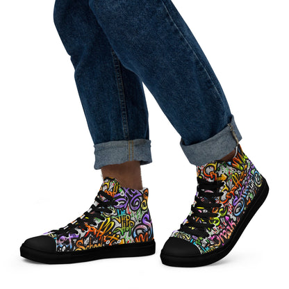 Unisex high top canvas shoes- Grafitti Style - Shoes