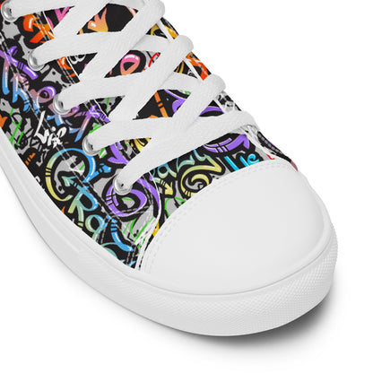 Unisex high top canvas shoes- Grafitti Style - Shoes