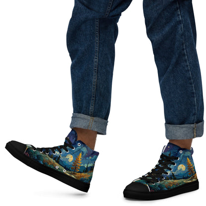 Unisex high top canvas shoes - Lanscape painting - Shoes