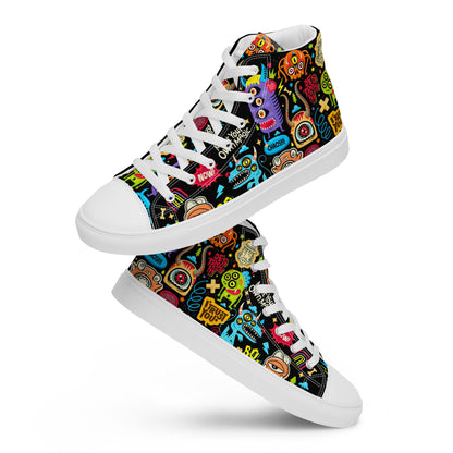 Unisex high top canvas shoes - Little monsters - Shoes