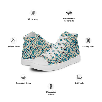 Unisex high top canvas shoes - Oriental Pattern - Shoes