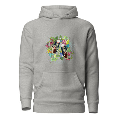 Unisex Hoodie - Floral Sneaker Fusion - Carbon Grey / S - Hoodie