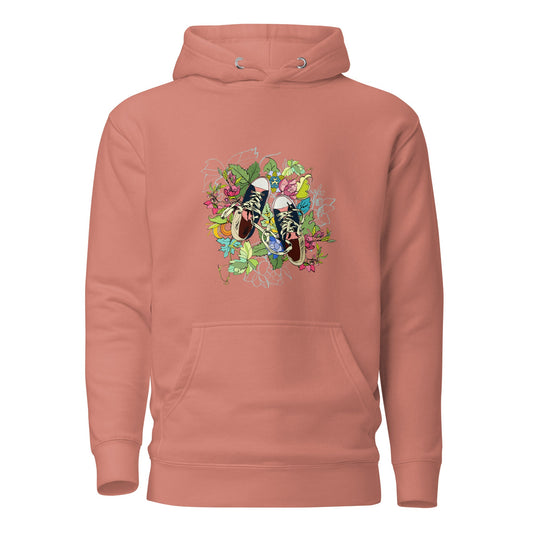 Unisex Hoodie - Floral Sneaker Fusion - Dusty Rose / S - Hoodie