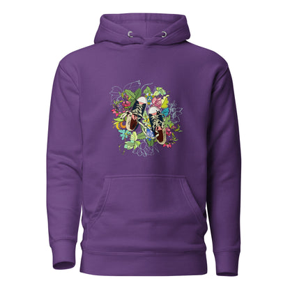 Unisex Hoodie - Floral Sneaker Fusion - Purple / S - Hoodie
