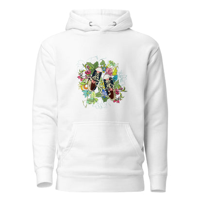 Unisex Hoodie - Floral Sneaker Fusion - White / S - Hoodie