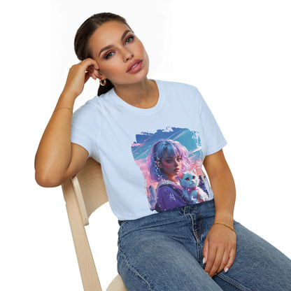 Unisex Softstyle T-Shirt - Anime Portrait of Cute and Cool - T-Shirt
