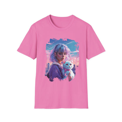 Unisex Softstyle T-Shirt - Anime Portrait of Cute and Cool - Azalea / S - T-Shirt
