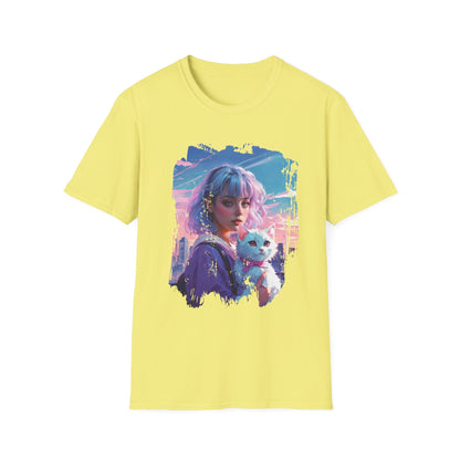 Unisex Softstyle T-Shirt - Anime Portrait of Cute and Cool - Cornsilk / S - T-Shirt