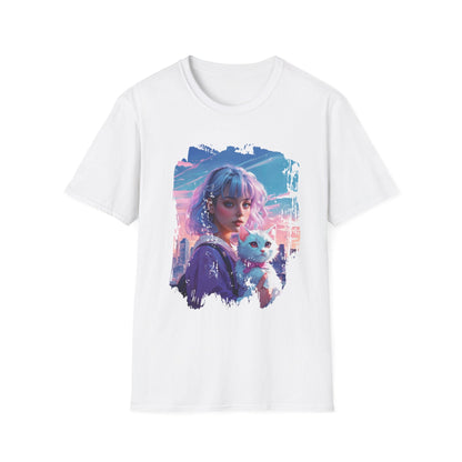Unisex Softstyle T-Shirt - Anime Portrait of Cute and Cool - White / XS - T-Shirt