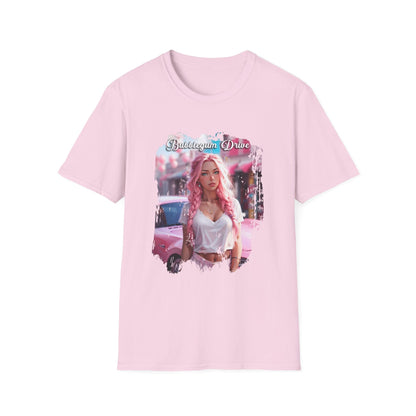 Unisex Softstyle T-Shirt - Bubblegum Drive Elegant Pink Car - Light Pink / S - T-Shirt