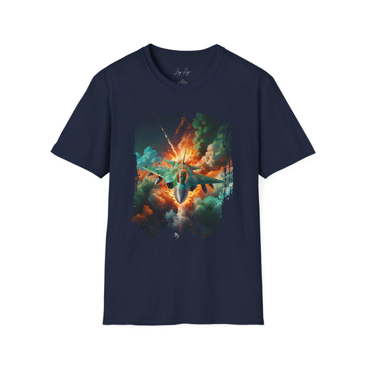 Unisex Softstyle T-Shirt- Fighter Jet Graphic Tee - Navy / S - T-Shirt