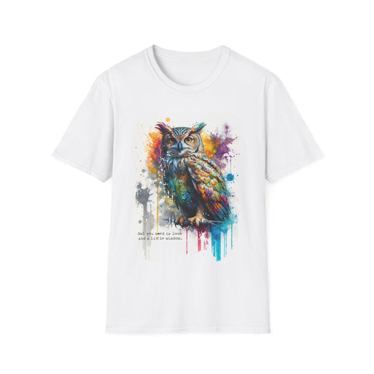 Unisex Softstyle T-Shirt - Vibrant Owl Artwork with motivational quote - T-Shirt
