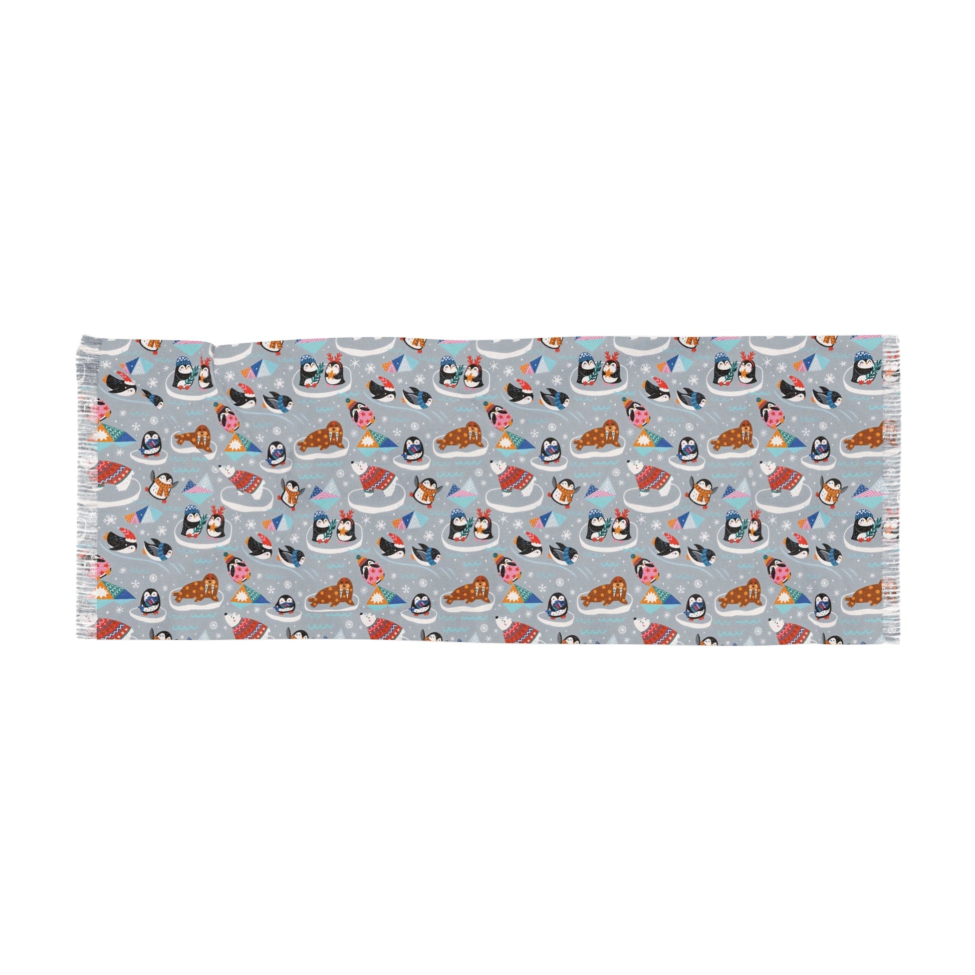 Whimsical Light Scarf with Playful Food & Animal Prints - 27’’ × 73’’ - All Over Prints