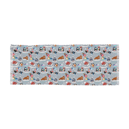 Whimsical Light Scarf with Playful Food & Animal Prints - 27’’ × 73’’ - All Over Prints