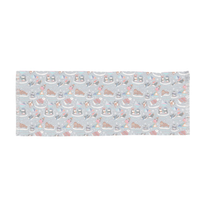 Whimsical Light Scarf with Playful Food & Animal Prints - 27’’ × 73’’ - All Over Prints