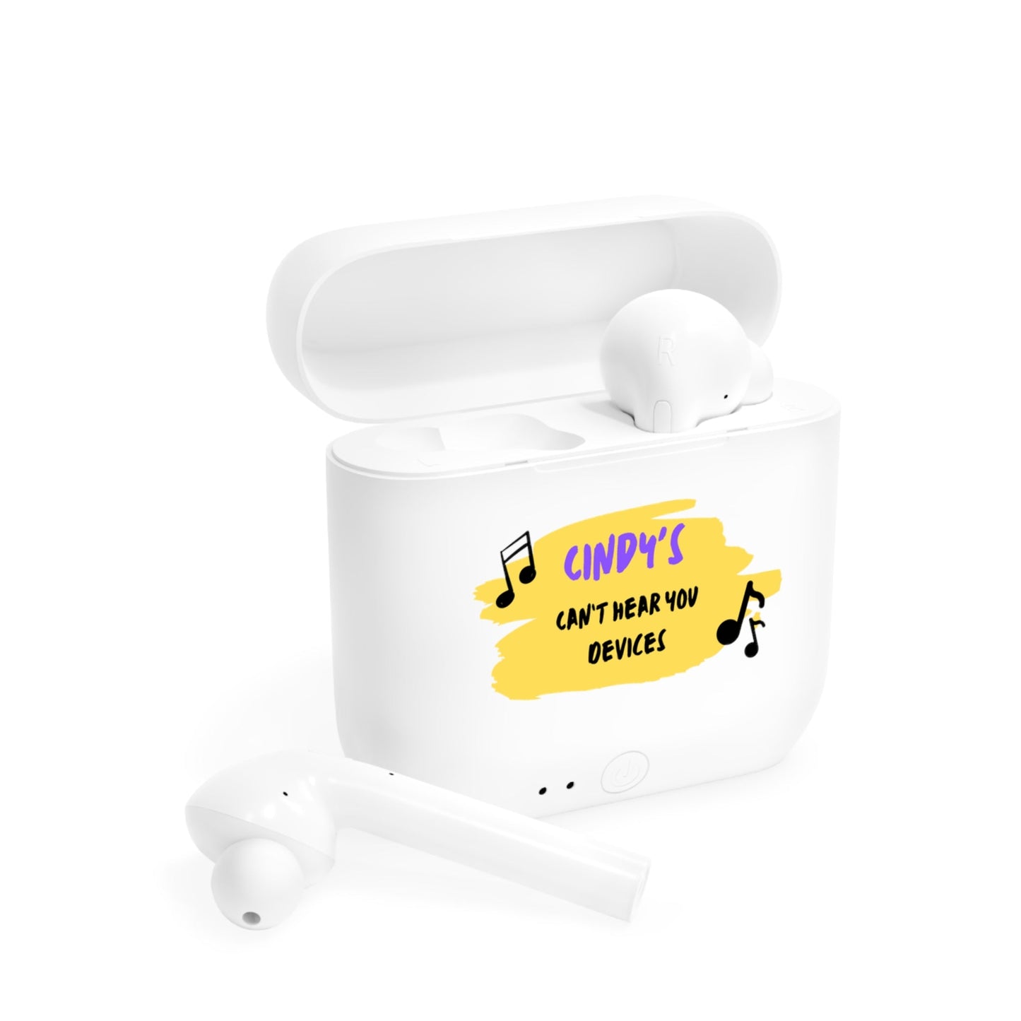 Wireless Earbuds - Personalized with [Your Name]’s Can’t Hear You Devices - White / One size - Accessories