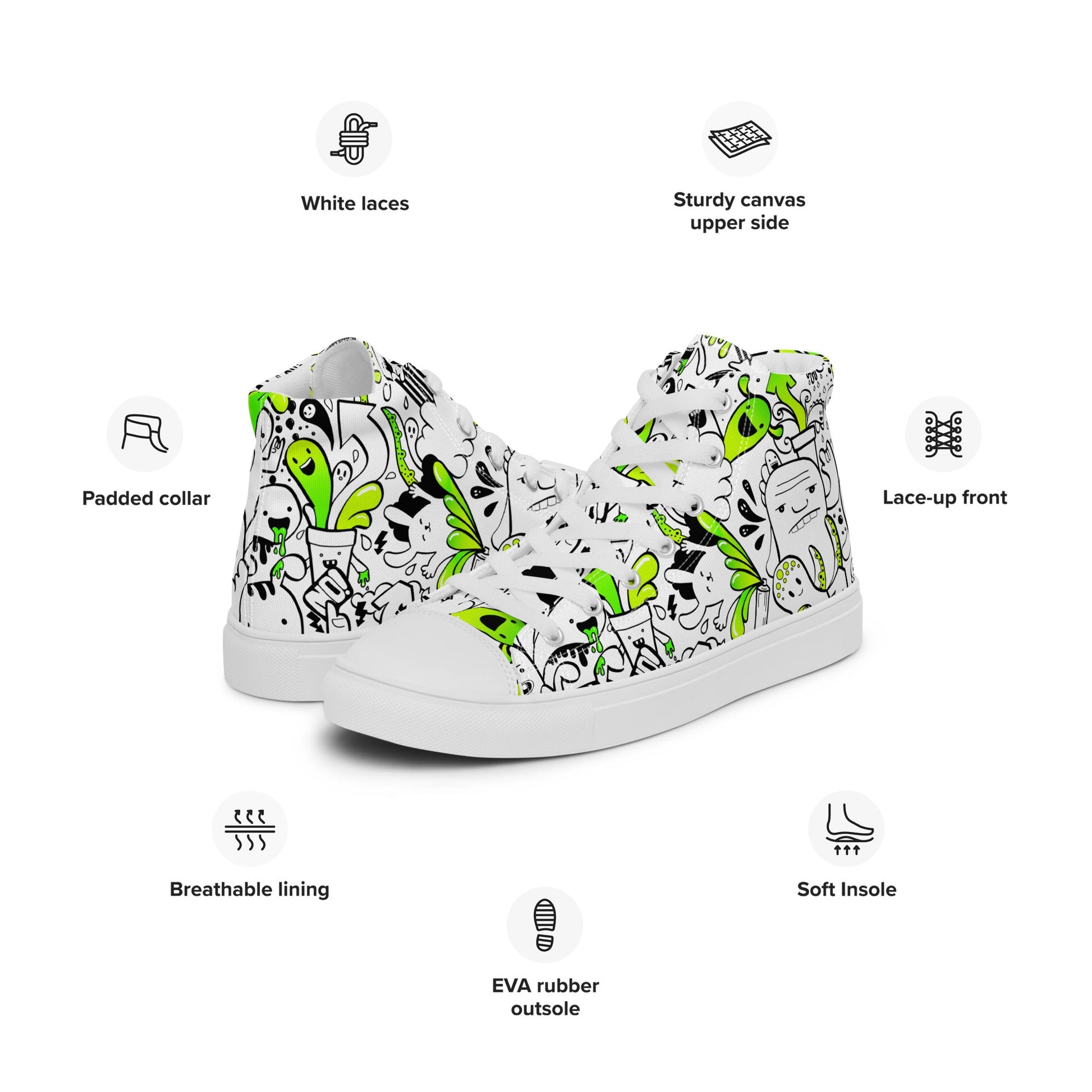 Women’s high top canvas shoes - Doodles - Shoes