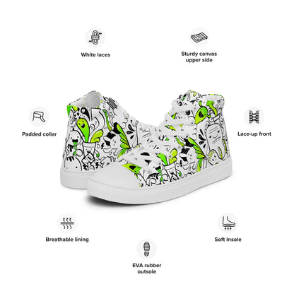 Women’s high top canvas shoes - Doodles - Shoes