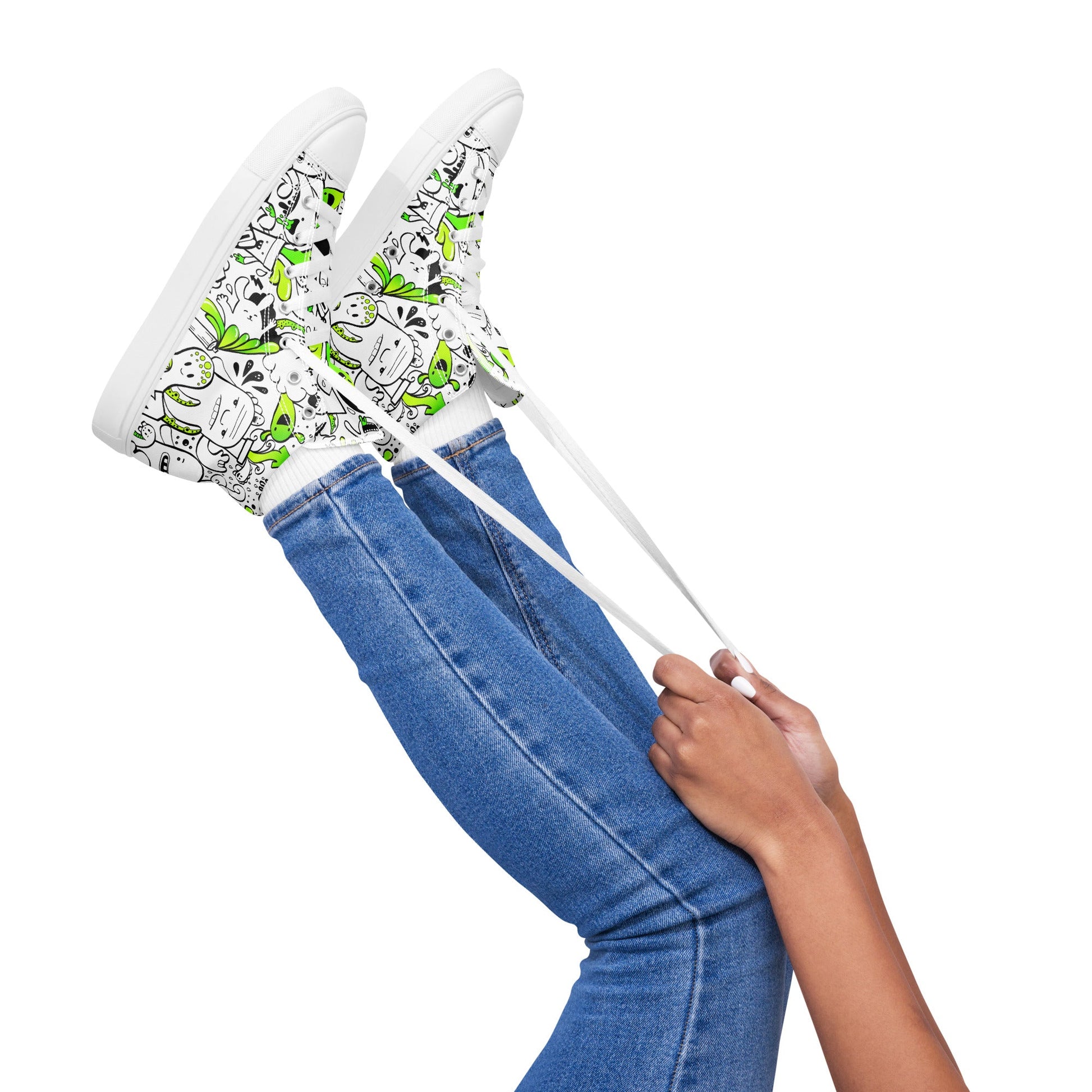 Women’s high top canvas shoes - Doodles - Shoes