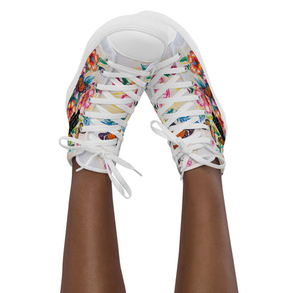 Women's Floral Canvas High-Tops – Colorful Butterfly Print Artistic Sneakers