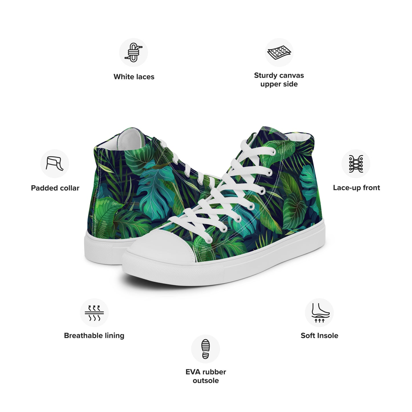 Women’s Lush Jungle Print High-Top Canvas Shoes