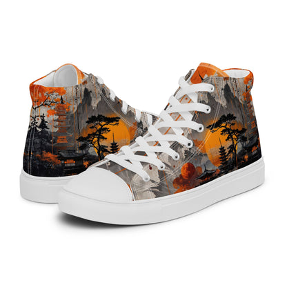 Zen Horizon High-Top Canvas Sneakers – Japanese Art-Inspired Footwear - Shoes