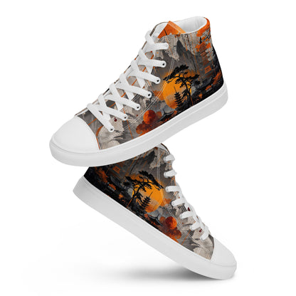 Zen Horizon High-Top Canvas Sneakers – Japanese Art-Inspired Footwear - Shoes