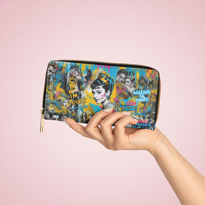 Zipper Wallet - Audrey Hepburn Portait Graffiti Pop Art - One size / White - Accessories